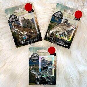 Jurassic World Collectible Mini Figurine With Bonus Card Lot - Complete Set of 3